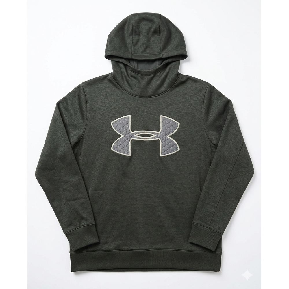 Under Armour ColdGear Men's Pullover Hoodie Loose Fit Olive Green Large Logo S